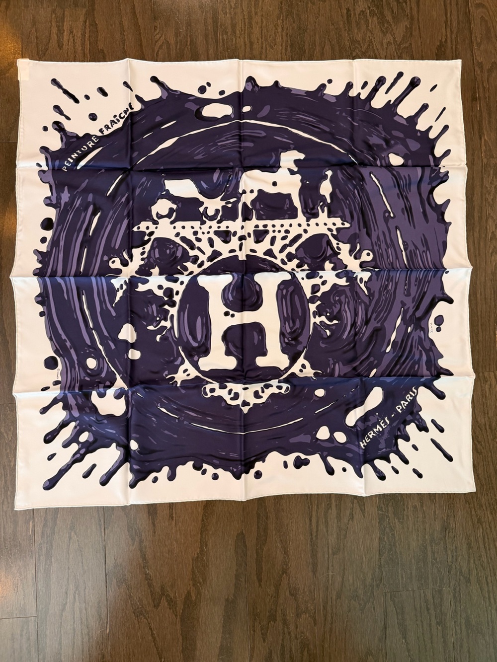 NWT Hermès Purple & Cream Splash Silk Scarf